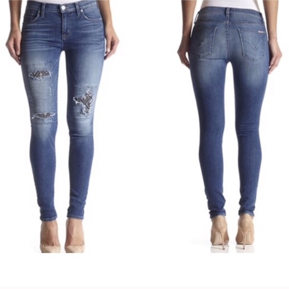 Hudson Jeans Denim - {Hudson} Nico Aztec Patch Skinny Jeans Sz 27